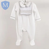 Baby Unisex All in One Velour Sleepsuit - Detailed Mock Bib (A24508) (Baby Sleepsuit) Mansuri